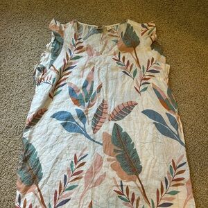 Cynthia Rowley Linen Dress with Leaf Pattern